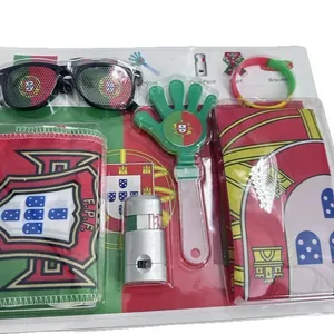 Portugal national football team fan cheering kit with flag sunglasses and hand clapper