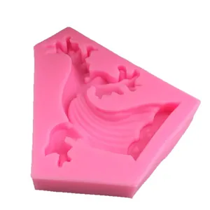Pink Chinese wave cloud silicone mold for DIY fondant cake decoration and chocolate baking