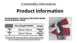 Detailed size and weight chart for decorative Christmas skirt wine bottle covers.