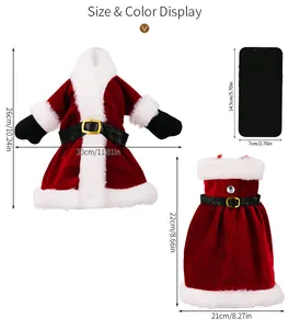 Detailed size specifications for Santa suit and dress wine bottle covers for Xmas