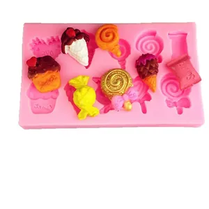DIY ice cream and candy silicone mold for fondant cake decorating