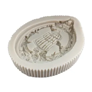 Elegant birdcage and flower relief silicone mold for DIY fondant and gypsum crafts