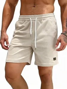 Men's Corduroy Casual Shorts Elastic Waist Drawstring Vertical Striped Fashion Sporty Summer Bottoms Comfortable Shorts