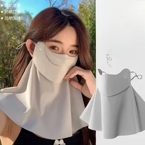 Comprehensive UV protection face mask and neck gaiter with drinking opening for women