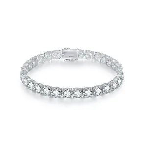 925 Sterling Silver Moissanite Rhinestone Tennis Bracelet Hip Hop Fashion Unisex Sparkling Link Bracelet Jewelry Gift