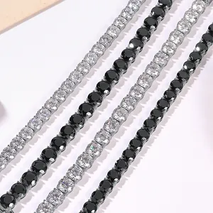 Elegant S925 sterling silver tennis bracelets featuring clear and black moissanite stones