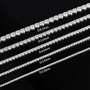 S925 sterling silver moissanite tennis bracelets in various sizes from 2mm to 6.5mm