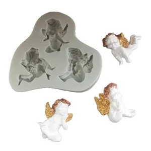 Moule en silicone 3 anges ailés pour décoration de gâteaux en fondant et chocolat