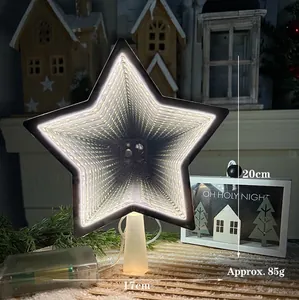 LED infinity mirror star tree topper with 20cm height and 85g weight detail view