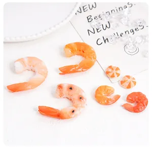 Macro detail of realistic PVC shrimp models with texture on white plate with ice