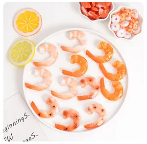 Realistic PVC shrimp meat model with lemon slices for food photography props and display