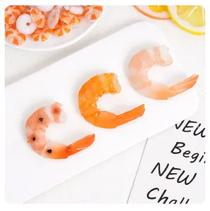 Realistic PVC shrimp models for DIY crafts featuring orange texture and macro details