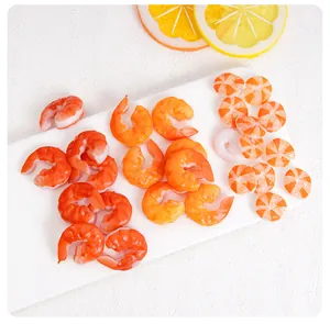 Detailed collection of realistic PVC artificial shrimp tail food models for DIY crafts