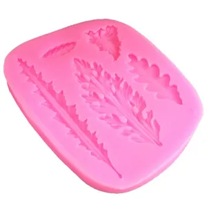 Pink fern leaf silicone mold for fondant cake decoration and chocolate baking tools