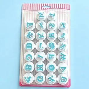 26-piece alphabet and number cookie stamp set for fondant cake decorating and baking