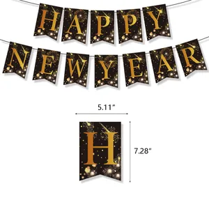 Festive 2027 Happy New Year party decoration banner with firework design and dimensions.