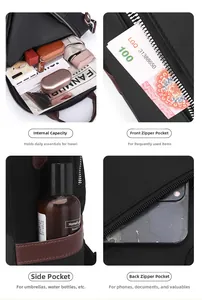 Detailed view of functional compartments including main pocket and anti-theft back bag