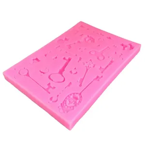 Moule en silicone rose collection de clés steampunk pour gâteaux et loisirs créatifs