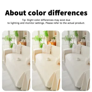 Comparison of white chenille sofa throw cover fabric under different lighting conditions
