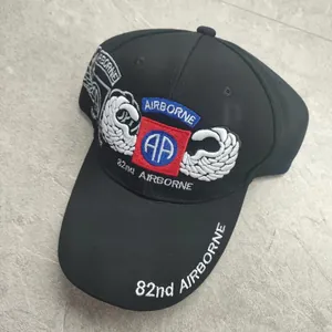 Black 82nd Airborne Division baseball cap with high-quality 3D embroidery detail