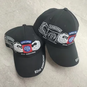 Classic black 82nd Airborne Division military baseball cap with high-density embroidery