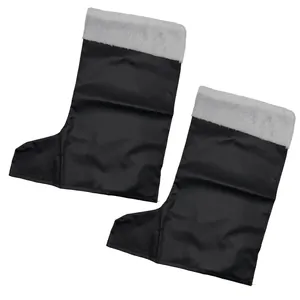 Pair of high-quality black faux leather Christmas Santa boot covers with white fur trim