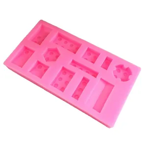 Pink 12-cavity building block silicone mold for DIY cake baking and handmade soap making