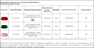 Detailed measurement specifications for Nordic chunky knit Christmas tree collars.