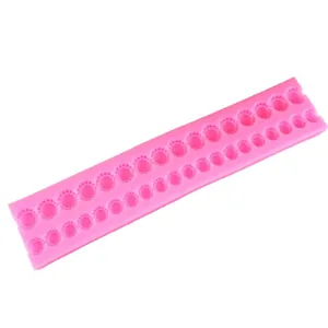 Pink long strip pearl chain silicone mold for fondant cake and baking decoration