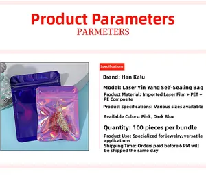 Macro detail of laser iridescent seal bag with secure zipper closure for jewelry