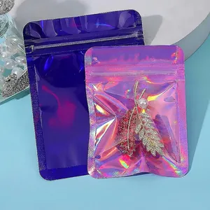 Metallic Zip Lock Bags Transparent Window Resealable Aluminum Foil Storage Pouches For Jewelry Accessory Sample Items