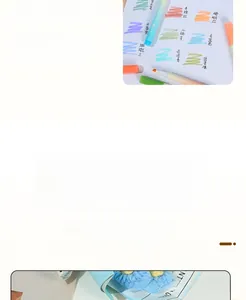 Detail view of eye protection pastel highlighters with smooth ink swatches on paper