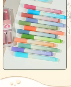 Macro view of pastel gradient highlighters with soft chisel tips for marking text