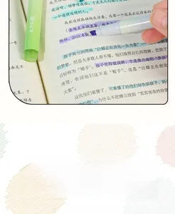 Close-up of a soft macaron green highlighter marking text on a book page