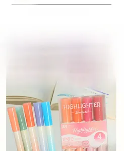Set of gradient highlighters in pastel colors for eye-protection marking and stationery detail