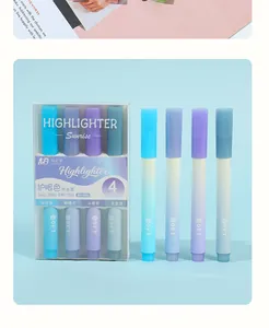Set of four gradient pastel highlighters with soft eye protection colors for journaling