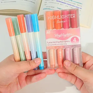 Professional set of 6 gradient highlighters with soft tips for office and student use