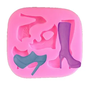 Silicone cake mold with 4 styles of high heel shoes and boots for DIY cake baking
