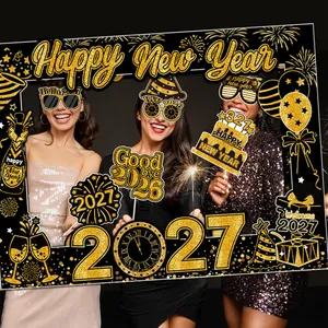 2027 Happy New Year party photo booth props and decorative frame for celebration
