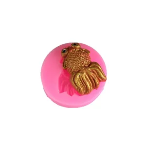 Goldfish carp silicone mold for fondant cake and chocolate decoration with golden craft