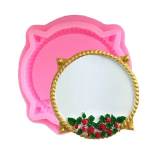 DIY flower garland photo frame silicone mold for cake and resin crafts