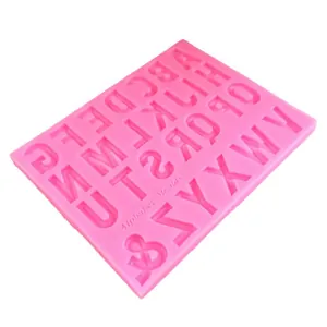 Pink silicone mold with 26 uppercase alphabet letters for DIY chocolate and fondant cake decoration