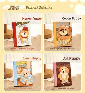 A7 mini notebook collection with cute dog illustrations, 160 pages each