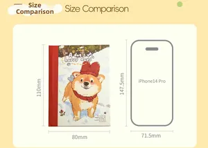 A detailed size comparison of the A7 illustration diary notebook vs iPhone 14 Pro