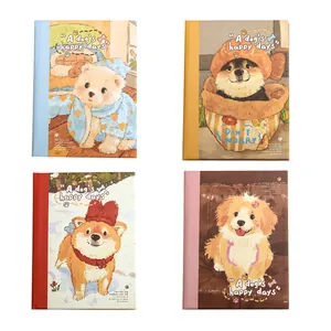 Set of 4 A7 mini notebooks featuring cute dog illustrations for journaling and daily notes