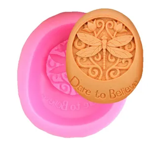 Dragonfly and lotus oval silicone mold for handmade soap candles and DIY crafts