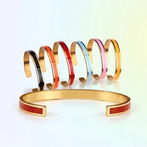 Inspirational Quote Cuff Bangle Stainless Steel Enamel Crown Engraved Bracelet Fashion Jewelry Gift For Women Girls