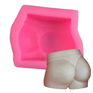 Creative sexy buttock shaped pink silicone mold for DIY fondant and candle making