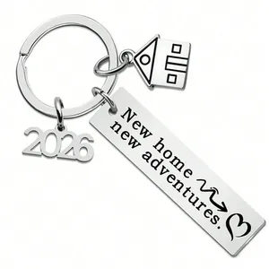 2026 Stainless steel keychain gift for graduation with house charm and new home engraving