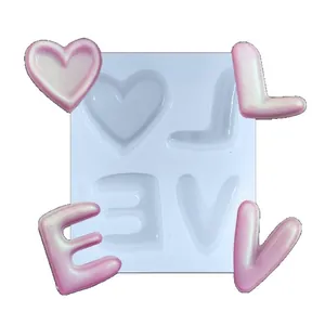 Silicone mold with heart and LOVE letters for handmade soap chocolate and baking